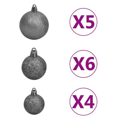 vidaXL Artificial Hinged Christmas Tree 150 LEDs & Ball Set 59.1"