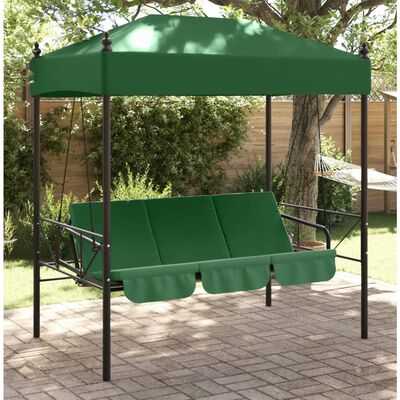 vidaXL Patio Swing Bench with Canopy Green Steel