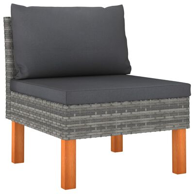 vidaXL 4-Seater Patio Sofa with Cushions Gray Poly Rattan