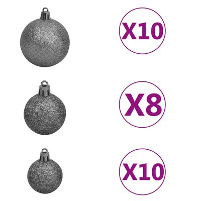 vidaXL Artificial Hinged Christmas Tree 300 LEDs & Ball Set 70.9"