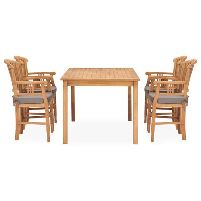 vidaXL 5 Piece Patio Dining Set with Cushions Solid Teak Wood