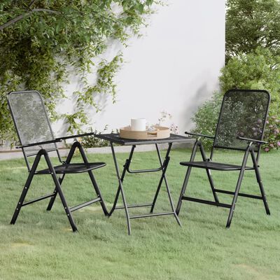 vidaXL 3 Piece Patio Dining Set Expanded Metal Mesh Anthracite