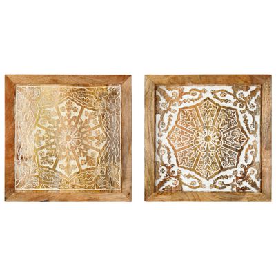 vidaXL Hand-Carved Wall Panels 2 pcs Solid Mango Wood 15.7"x15.7"x0.6"