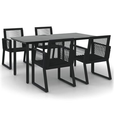 vidaXL 5 Piece Patio Dining Set Black PVC Rattan