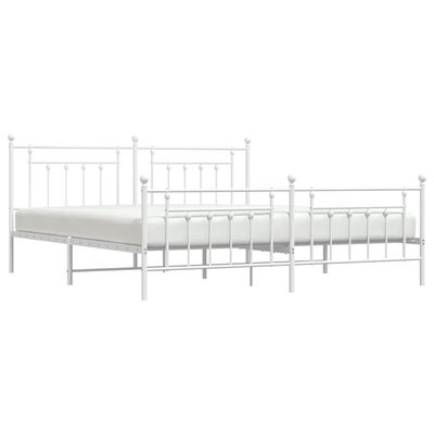 vidaXL Metal Bed Frame without Mattress with Footboard White 76"x79.9"