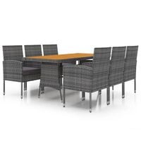 vidaXL 7 Piece Patio Dining Set Poly Rattan Gray