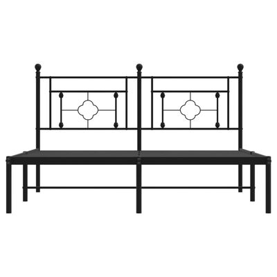 vidaXL Metal Bed Frame without Mattress with Headboard Black 59.1"x78.7"