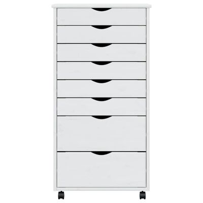 vidaXL Rolling Cabinet with Drawers MOSS White Solid Wood Pine