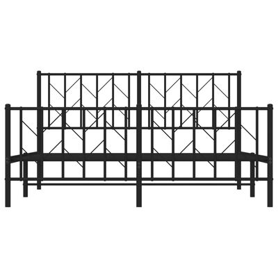 vidaXL Metal Bed Frame without Mattress with Footboard Black 59.1"x78.7"