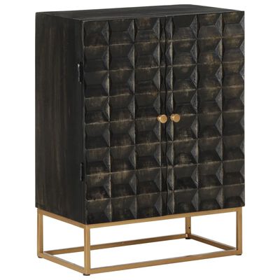 vidaXL Sideboard Black 21.7"x13.4"x29.5" Solid Wood Mango and Iron