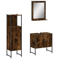 vidaXL 3 Piece Bathroom Cabinet Set Smoked Oak Engineered Wood