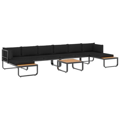 vidaXL 5 Piece Patio Corner Sofa Set with Cushions Aluminum and WPC