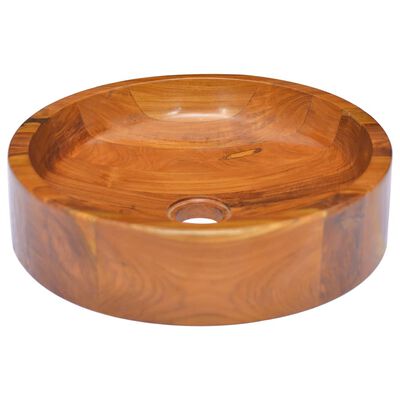 vidaXL Basin Solid Wood Teak Φ15.7"x3.9"