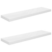 vidaXL Floating Wall Shelves 2 pcs High Gloss White 35.4"x9.3"x1.5" MDF