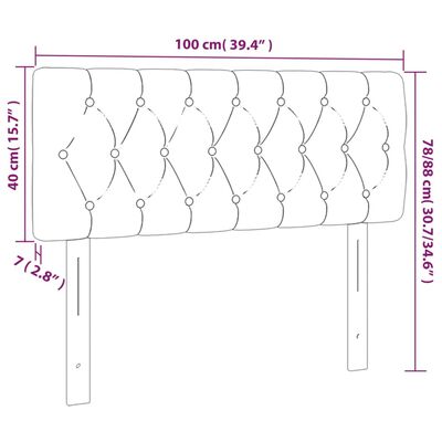 vidaXL LED Headboard Light Gray 39.4"x2.8"x30.7"/34.6" Velvet