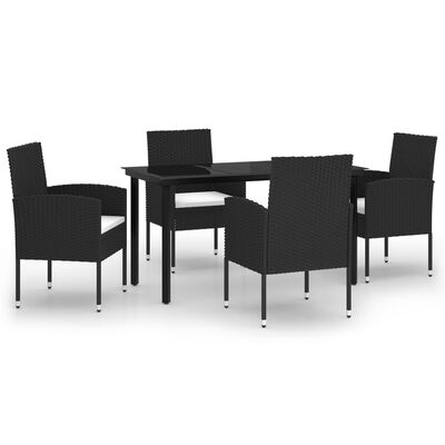 vidaXL 5 Piece Patio Dining Set Black