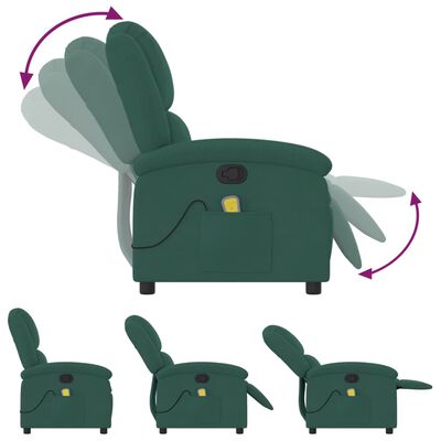 vidaXL Massage Recliner Chair Dark Green Velvet