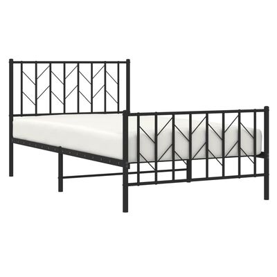 vidaXL Metal Bed Frame without Mattress with Footboard Black 39.4"x78.7"