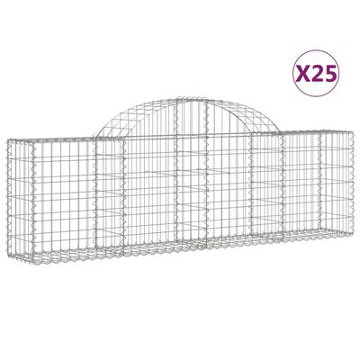 vidaXL Arched Gabion Baskets 25 pcs 78.7"x11.8"x23.6"/31.5" Galvanized Iron