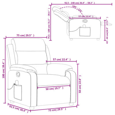 vidaXL Massage Recliner Chair Black Fabric