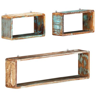 vidaXL 3 Piece Wall Cube Shelf Set Solid Reclaimed Wood