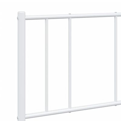 vidaXL Metal Bed Frame without Mattress with Headboard White 53.1"x74.8"