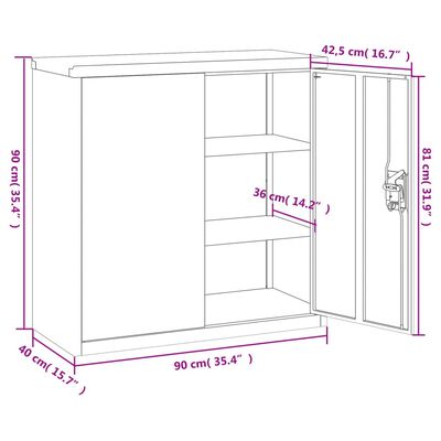 vidaXL File Cabinet Anthracite 35.4"x15.7"x35.4" Steel