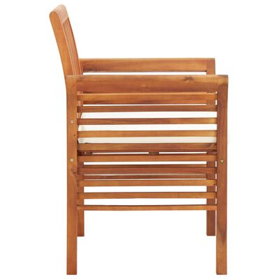 vidaXL Patio Dining Chairs with Cushions 2 pcs Solid Acacia Wood