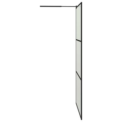 vidaXL Walk-in Shower Wall with Shelf Black 45.3"x76.8" ESG Glass&Aluminum