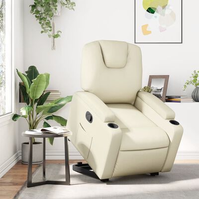 vidaXL Stand up Recliner Chair Cream Faux Leather