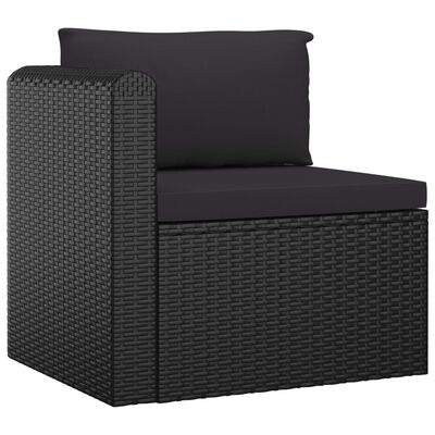 vidaXL 7 Piece Patio Lounge Set with Cushions Poly Rattan Black