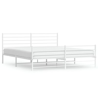 vidaXL Metal Bed Frame without Mattress with Footboard White 72"x83.9"