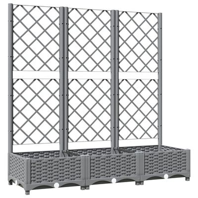 vidaXL Garden Planter with Trellis Light Gray 47.2"x15.7"x47.8" PP