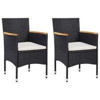 vidaXL Patio Dining Chairs 2 pcs Poly Rattan Black