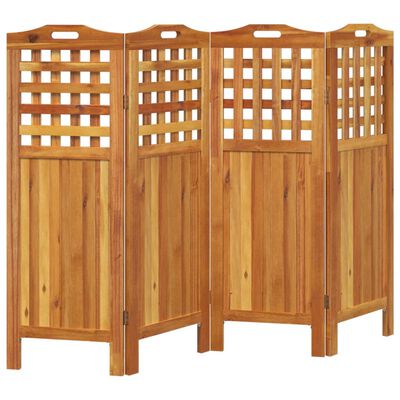 vidaXL 4-Panel Room Divider 63.8"x0.8"x45.3" Solid Wood Acacia