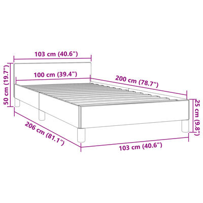 vidaXL Bed Frame with Headboard Light Gray 39.4"x79.9" Twin XL Fabric