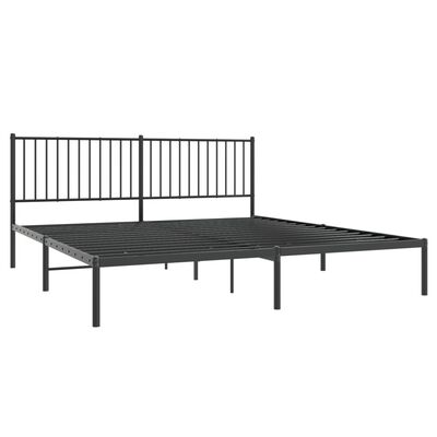 vidaXL Metal Bed Frame with Headboard Black 72"x83.9" California King