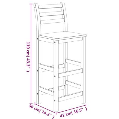 vidaXL 3 Piece Patio Bar Set Solid Wood Acacia