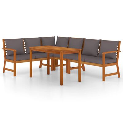 vidaXL 5 Piece Patio Dining Set with Cushions Solid Wood Acacia