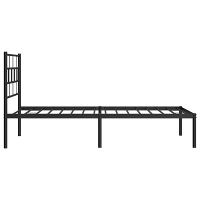 vidaXL Metal Bed Frame without Mattress with Headboard Black 39.4"x74.8"