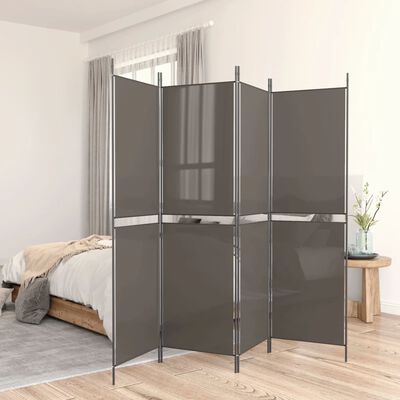 vidaXL 5-Panel Room Divider Anthracite 98.4"x86.6" Fabric