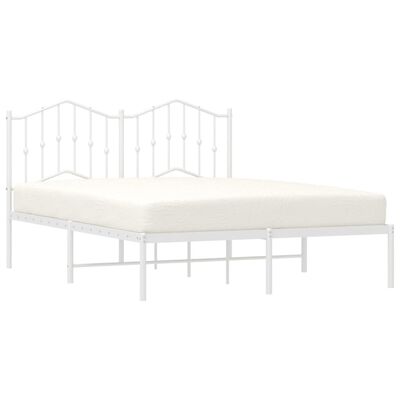 vidaXL Metal Bed Frame without Mattress with Headboard White 59.1"x78.7"