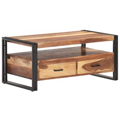 vidaXL Coffee Table 39.4"x21.7"x17.7" Solid Acacia Wood