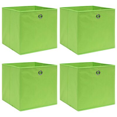 vidaXL Storage Boxes 4 pcs Green 12.6"x12.6"x12.6" Fabric