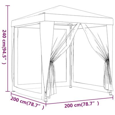 vidaXL Party Tent with 4 Mesh Sidewalls Green 6.6'x6.6' HDPE