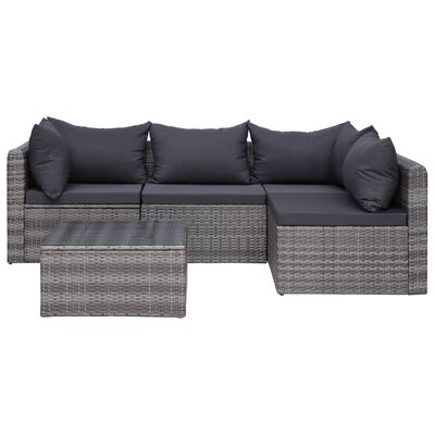 vidaXL 7 Piece Patio Lounge Set with Cushions Poly Rattan Gray