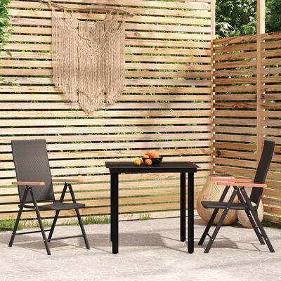 vidaXL 3 Piece Patio Dining Set Black