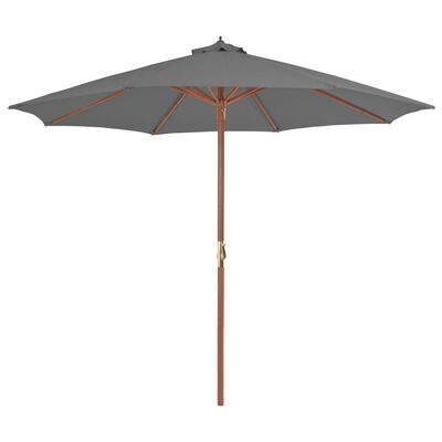 vidaXL Garden Parasol with Wooden Pole 118.2" Anthracite