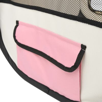 vidaXL Foldable Dog Playpen with Carrying Bag Pink 49.2"x49.2"x24"