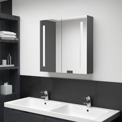 vidaXL LED Bathroom Mirror Cabinet Gray 24.4"x5.5"x23.6"